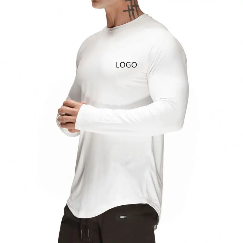 2022abbigliamento bodybuilding clothing 95cotton 5spandex tshirt Wholesale o neck blank scoop bottom men long sleeve t shirt men