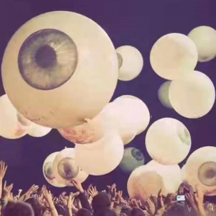 Giant round inflatable eye parties led light pvc inflatable glitter ball for hanging decoration