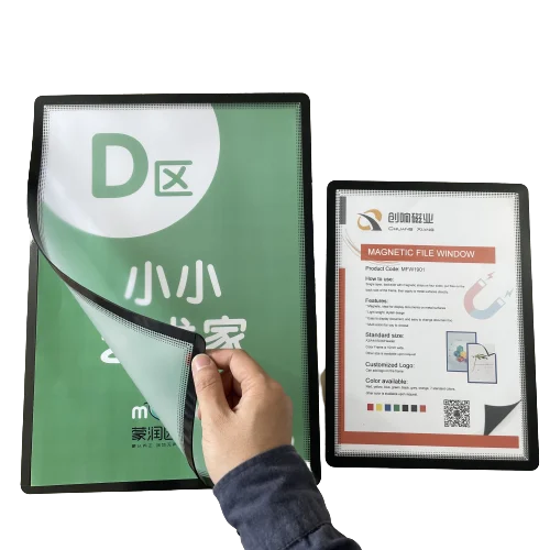 Двусторонний дисплей A4, черный магнитный держатель для документов со съемным клеем на обратной стороне для стеклянной папки для файлов