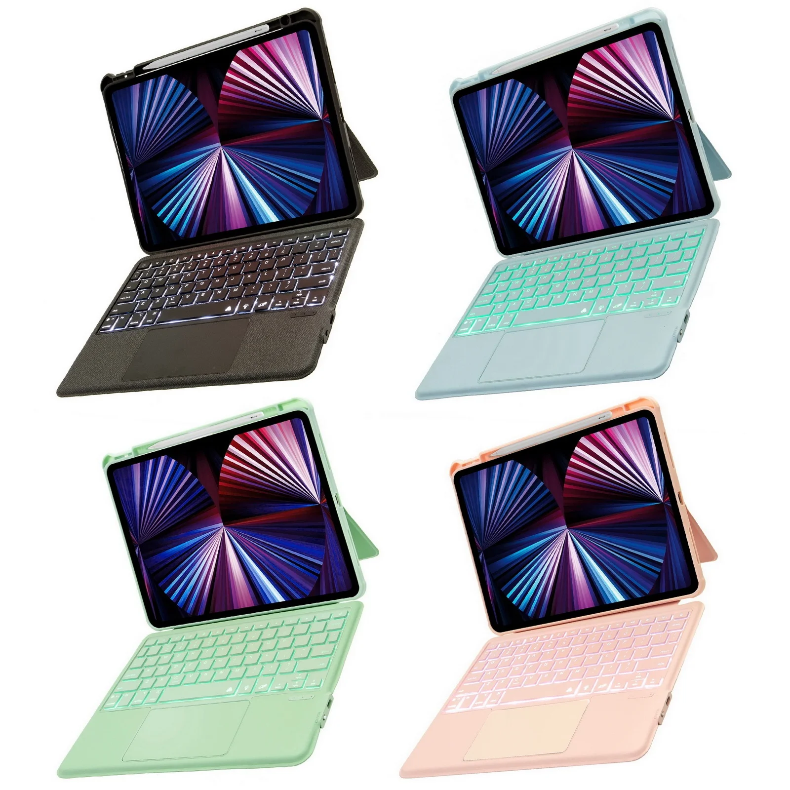 2023 Wholesale detachable PU Leather Pencil Holder Tablet Case BT wireless Keyboard Cover For iPad 11 Pro 12.9 /iPad Air 4 10.9