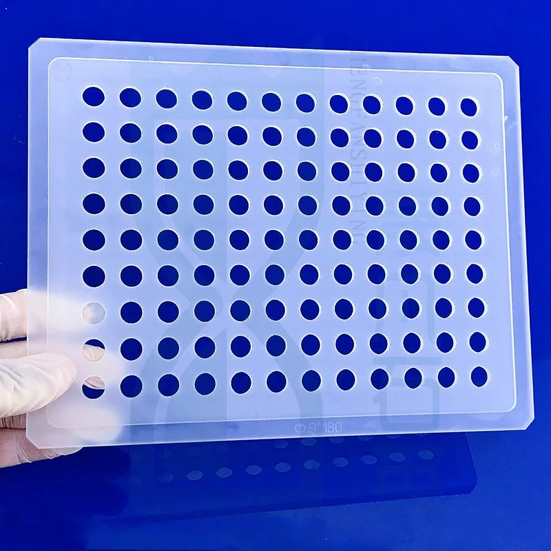 High quality transparent quartz glass substrates with laser drill holes