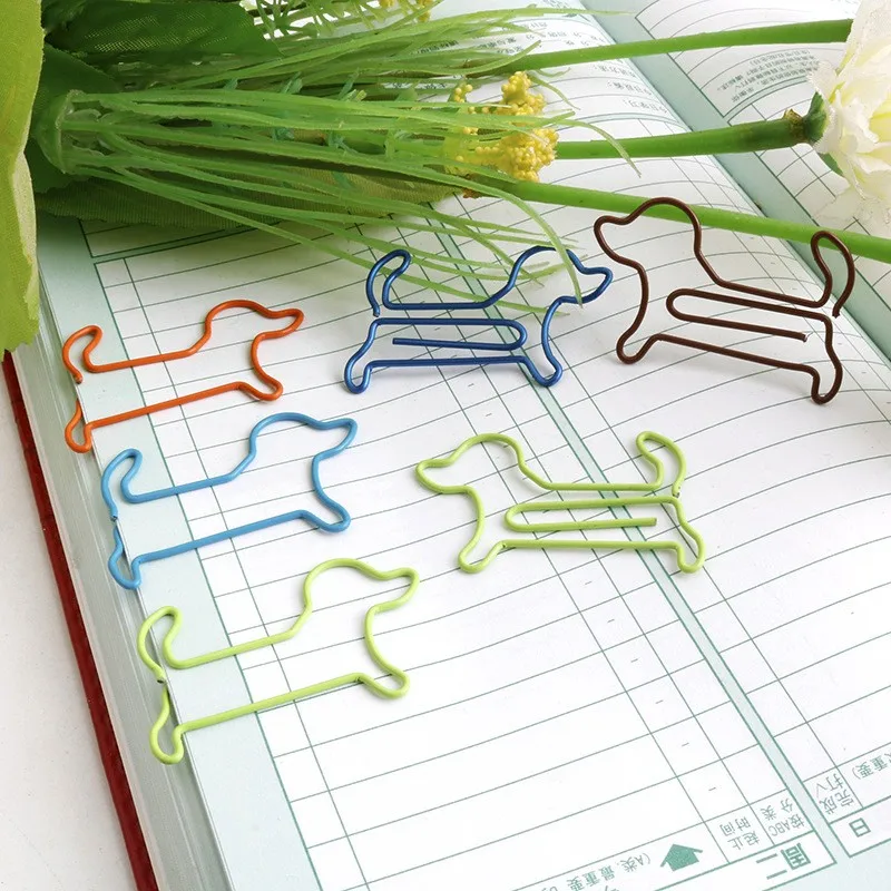 Cute Colorful  Dog Shaped Paper Clips,Animal Bookmark Clips for Office,Note Book