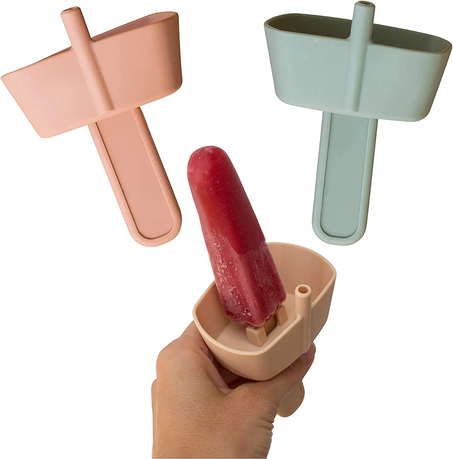 Built in straw Silicone Popsicle Holder For Kids, MESS FREE Frozen Treat Holder for Popsicle, Drip Free Silicone Popsicle Holder