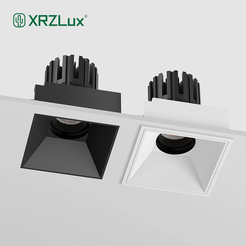 XRZLux Recessed Ceiling Down Light 8W 10W 15W Cold Forging Led Downlight Anti-glare Square Ceiling Spotlights Indoor Lighting