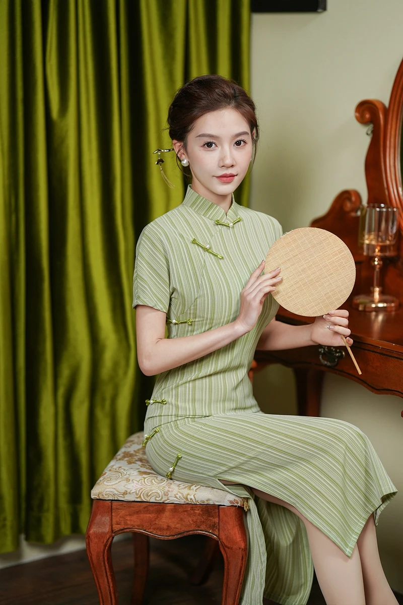 Women Summer cotton linen Qipao Dress Chinese Traditional Cheongsam Women clothes