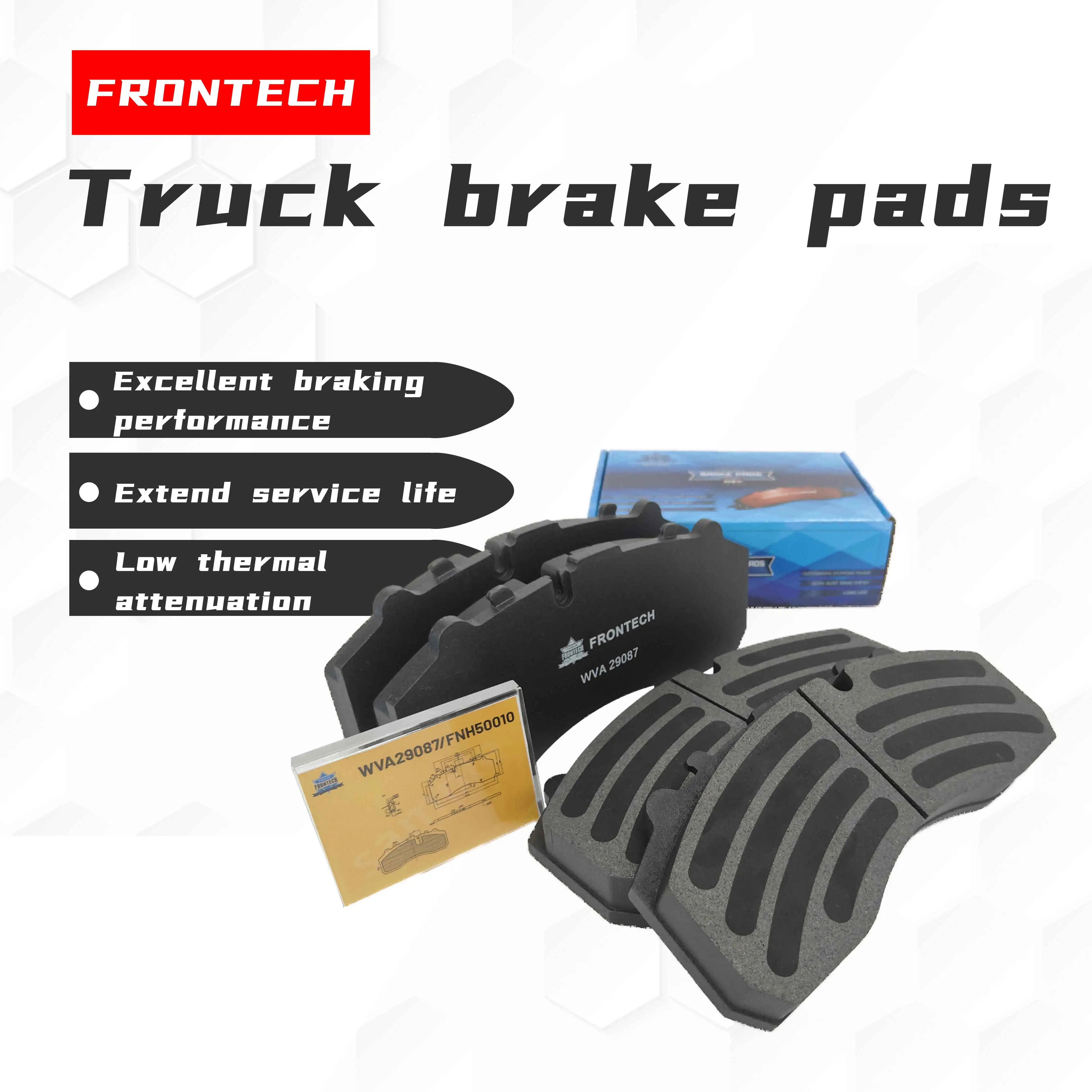 Frontech Bus Brake Pads For 2023 Toyota Hiace Coaster & Zhongtong Bus Parts Hino & Hyundai County Brake Pads for Trucks on Sale