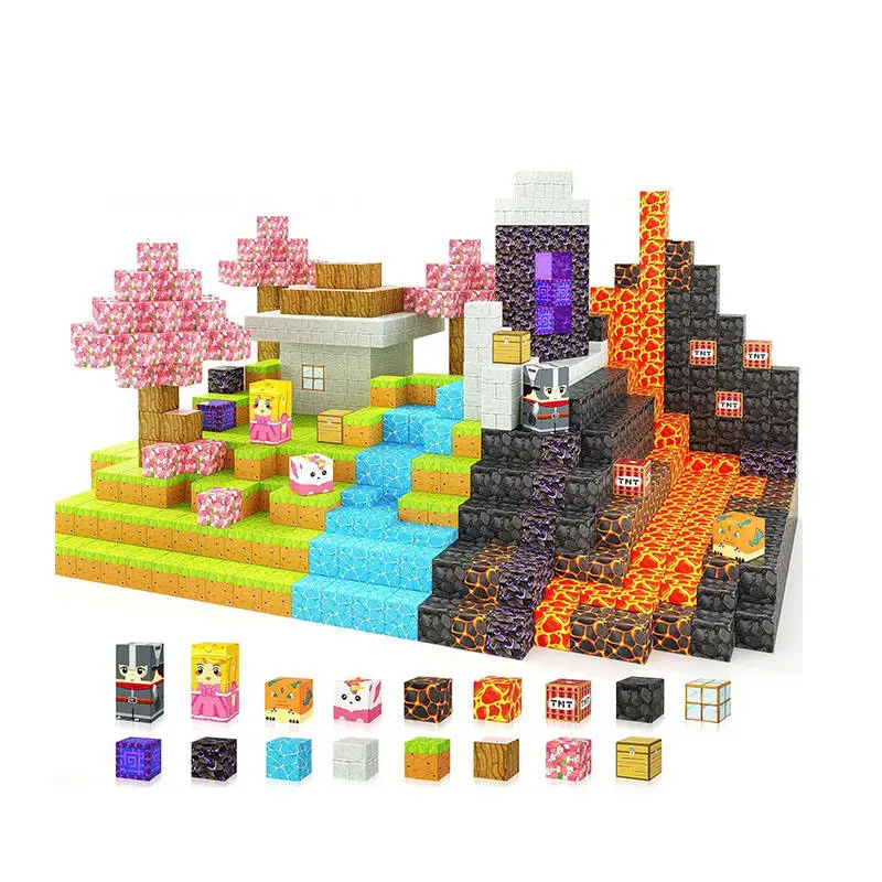 Factory Customize Magnetic Blocks Build Mine World  Portal Set Toys STEM Sensory Toys OEM CE EN71 ASTMF963 CPC  2.5cm 2.0 cm