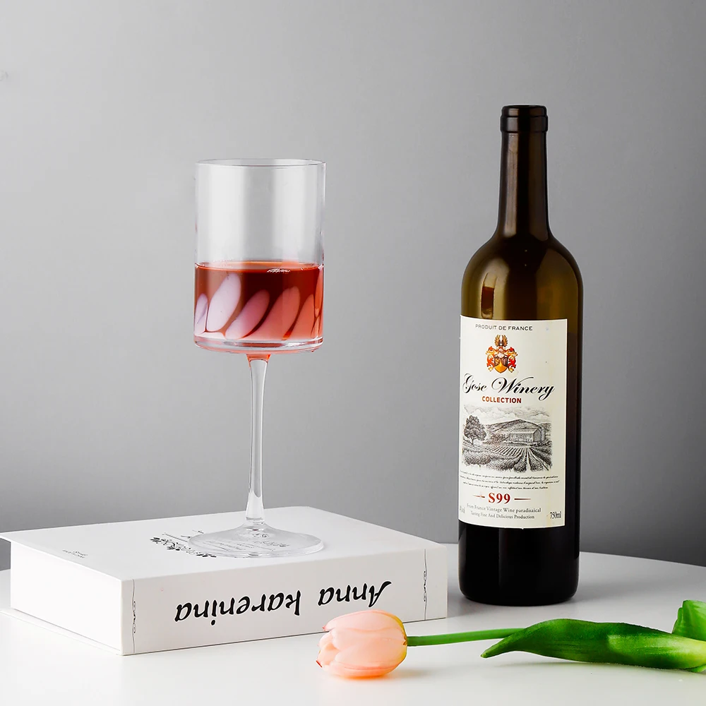 Square Champagne Goblet Glass Red White Wine Glasses Set Wholesale Custom Unique Crystal for Wedding Gift CLASSIC Clear Glass &