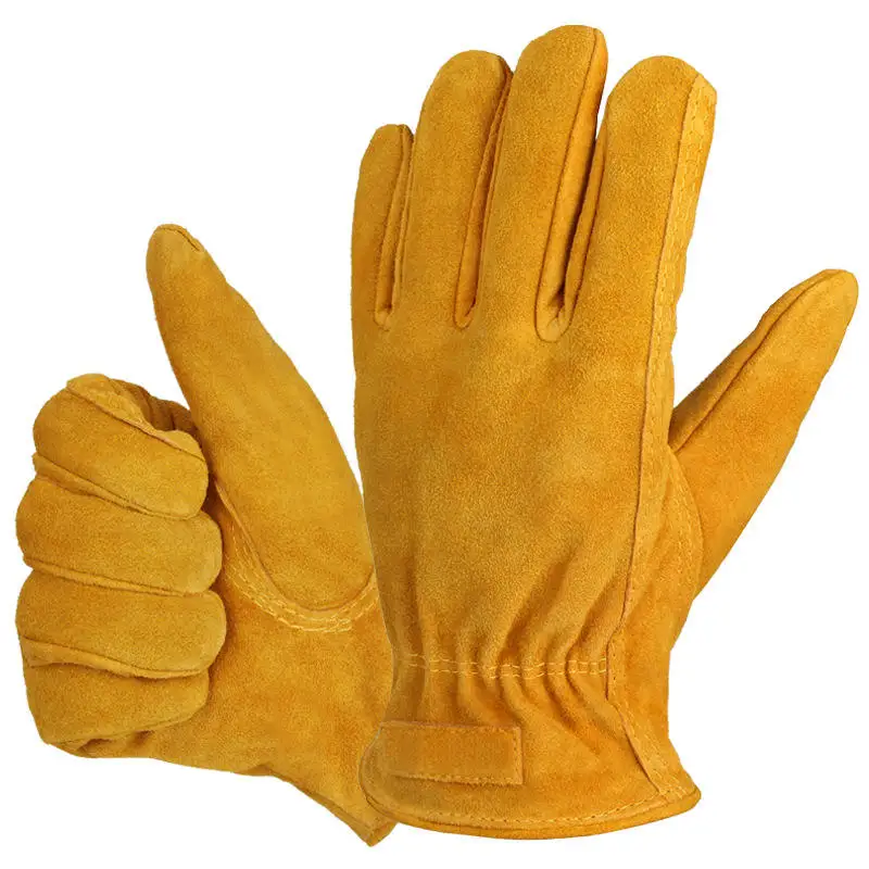 Factory Wholesale Yellow Cow Split Leather Magnetic Magnet Nail Working Glove for Carpenter