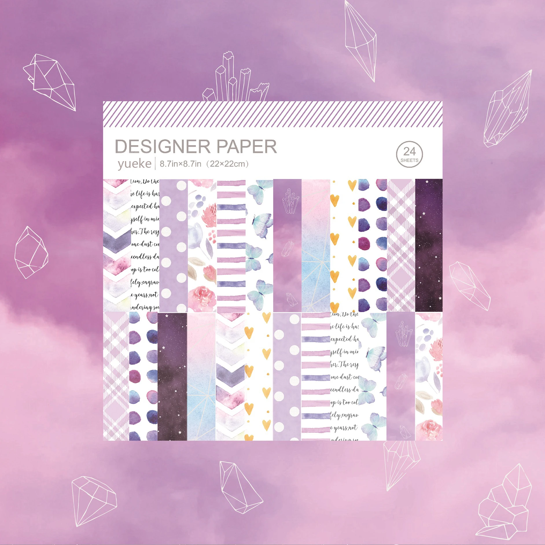 
purple customization paper pad scrapbook double side printing 24sheets for DIY photo album 