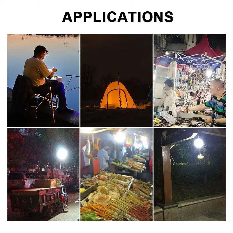 Portable Outdoor Solar Light Bulbs Waterproof Solar Tent Light LED Camping Lamp with Solar Panel Remote Controls