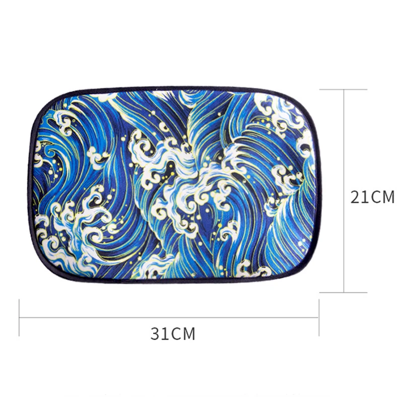 Car Center Handrail Box Cover JDM Japanese Ukiyo-e Cars Storage Carpet Protector Pad Car-styling Auto Accessories