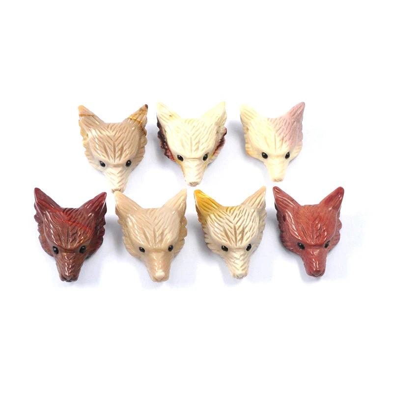Wholesale 1.5 inch Crystal Carved Gemstone Wolf Crystal Carving Wolf Head Pendant for Sale