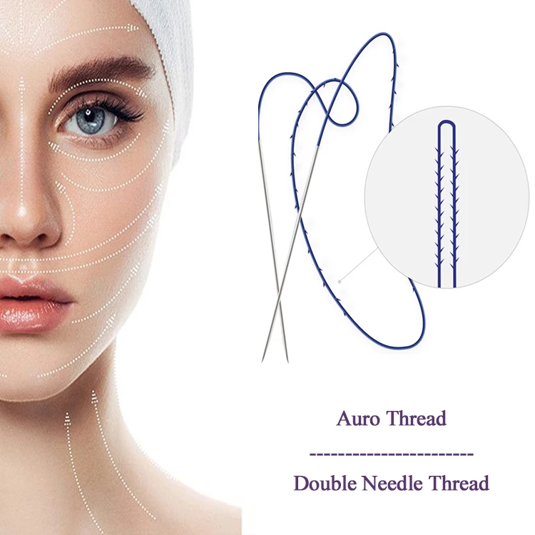 Высококачественные двойные иглы 20 г 110 мм ПДО шовные изделия с сертификацией ce для лифтинга лица