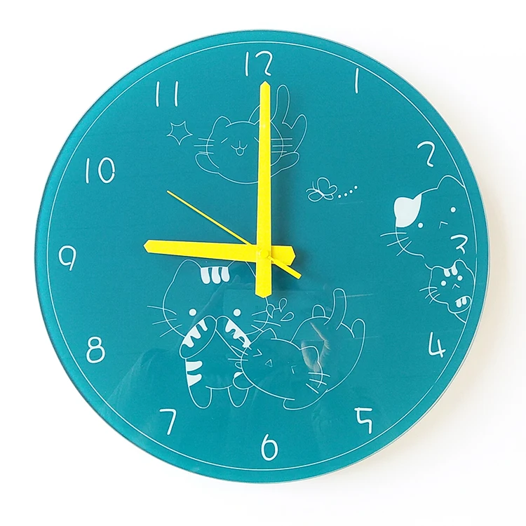 Wall Decorative promotional tempered glass clock For Coffee Shop