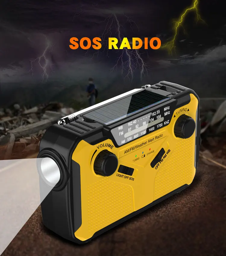 
Portable Mini Emergency Crank Radio 2500mAh for Solar Hand Crank Portable AM/FM/NOAA Weather Radio 