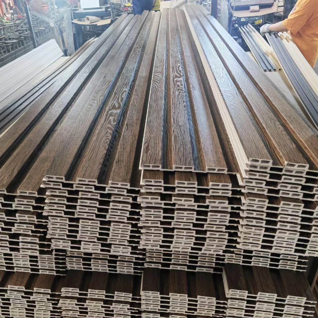 Factory Indoor Decor Wood Plastic Composite PVC Coating Cladding Fluted Wall Board WPC Interior Wall Panel