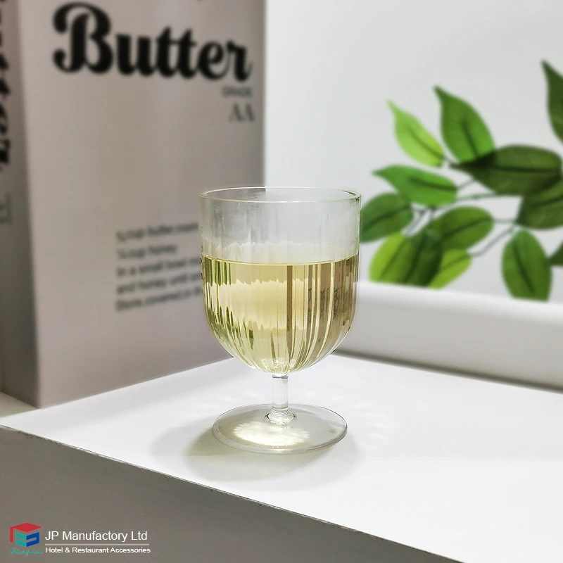 Stripe Camping Cup 10oz Polycarbonate Stack Wine Glass Clear Cocktail Nestable Stem Glass