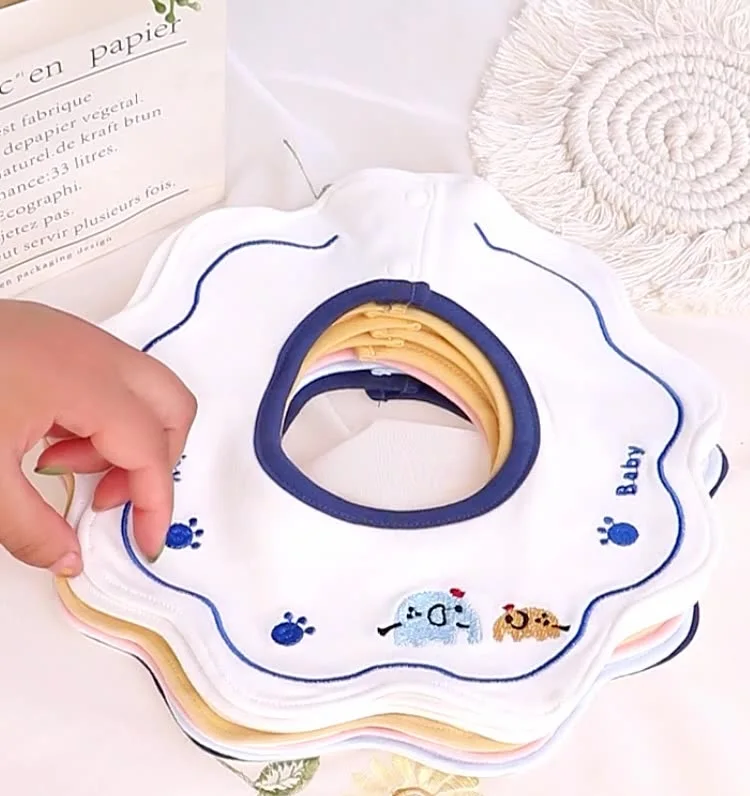 Adjustable 360 Cotton Baby Bandana Drool Bibs Newborn Baby Infant Cotton Bib
