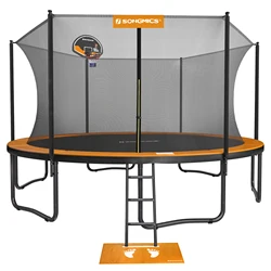 Backyard Jump Bounce Spring Cover Trampolines  Big 15ft Recreational Trampolines with Basketball Hoop and Ladder for Sale