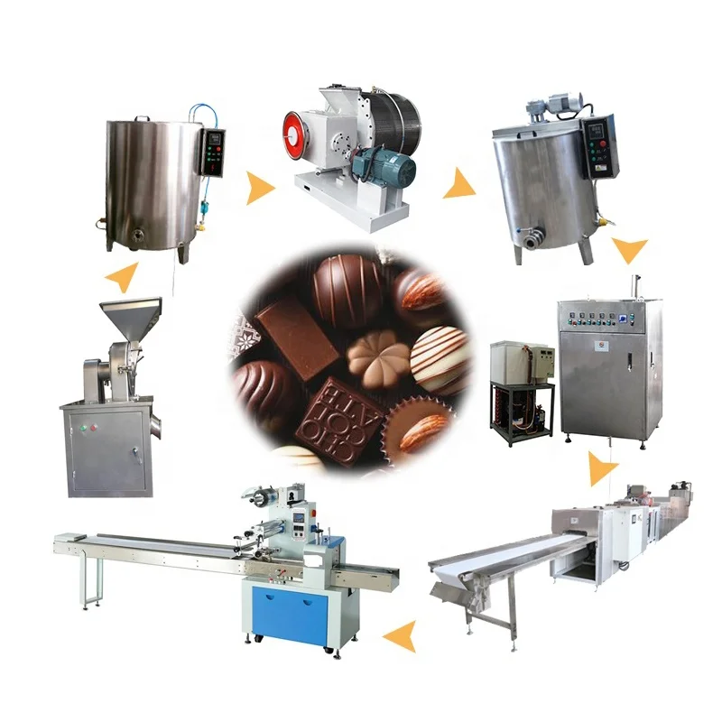 Commercial Chocolate Making Processing Equipment Mini Small Scale Chocolate Powder Paste Spread Bar Processing Production Line