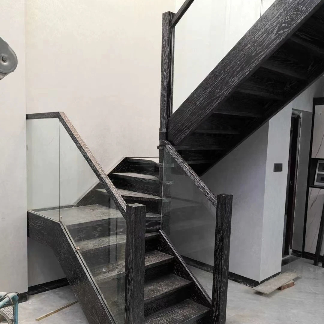 Chinese supplier stairs floating stairs u stairs glass wood treads internal stairs