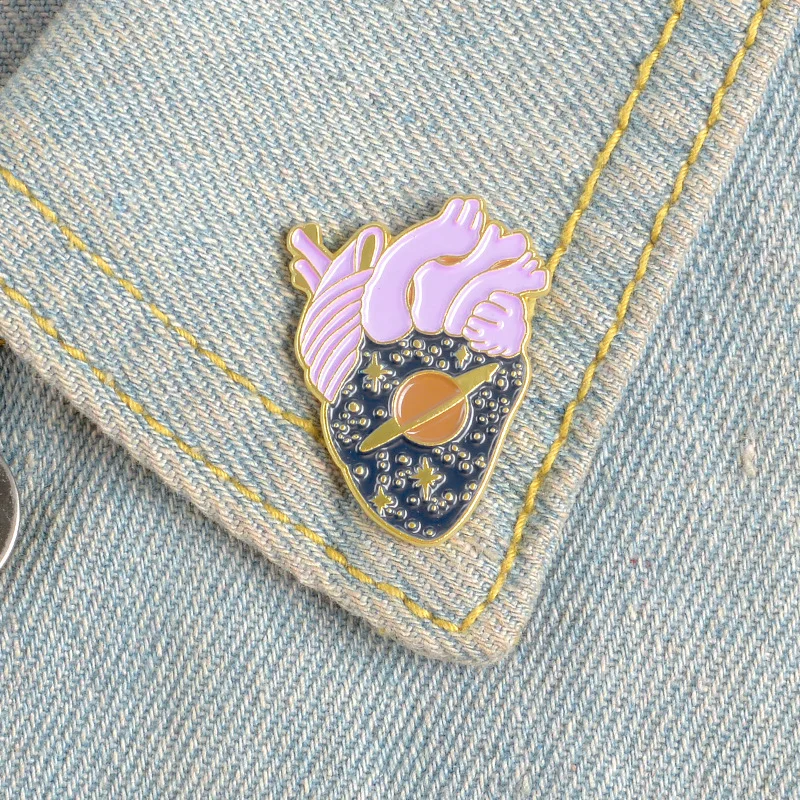 space star heart organ soft enamel lapel pin