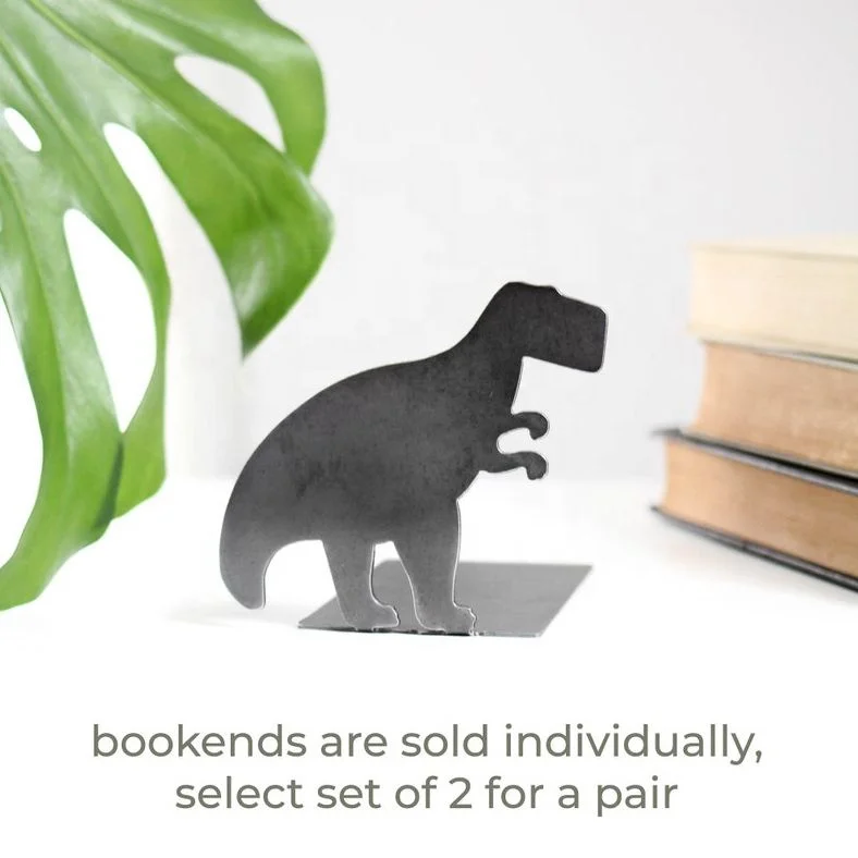 Laser Cut Metal Child Book Ends Dinosaur Creative Bookends For Kids