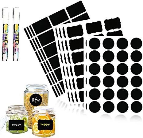 Black Removable Waterproof Chalkboard Labels for jars Storage Bins Bottle Labels pantry spice labels
