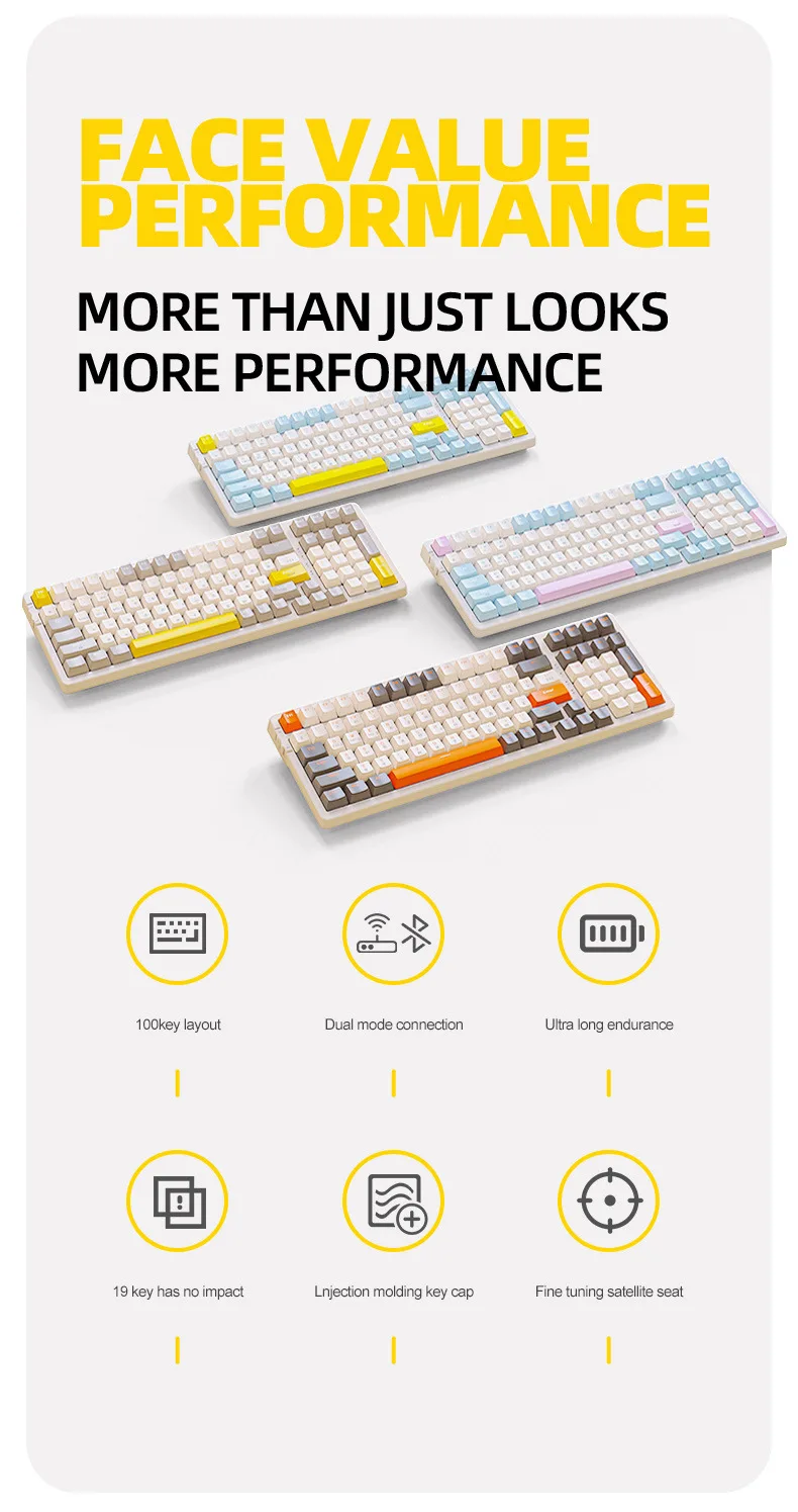 Free Wolf K96 BT Wireless Dual Mode Russian Mechanical Keyboard Customized Computer Game Russian Hot Plug Mechanical Keyboard