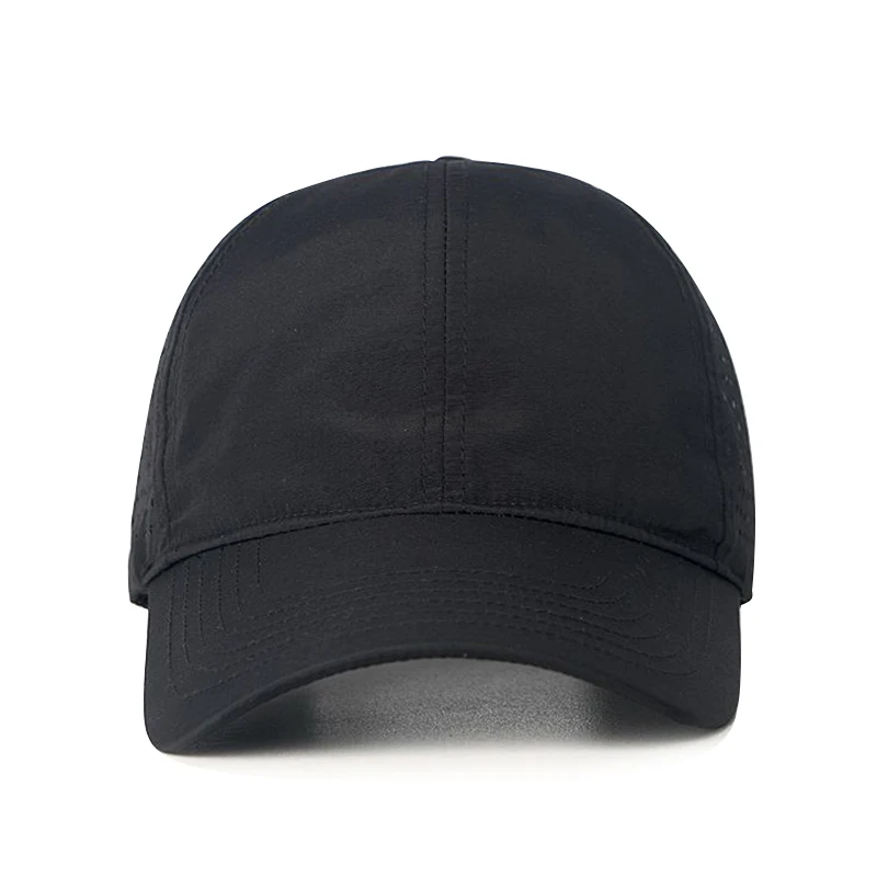 Black Cut Hole Rope Nylon Perforated Golf Baseball Cap Hat Baseball Cap For Man Wholesale Quick Dry Breathable Custom Logo