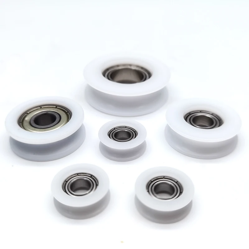 U Groove Roller Bearing  Window Door Cabinet Roller Wheels Bearing Rollers Groove Pulley White POM Nylon Pa66  Plastic Wheel