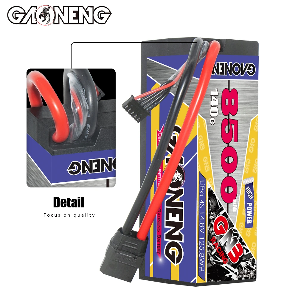 GNB GAONENG 8500MAH 4S 4S2P 14.8V 140C XT90 Cabled Hard Case RC LiPo Battery 1:8 1/8 RC Racing Car Boat Truck Truggy
