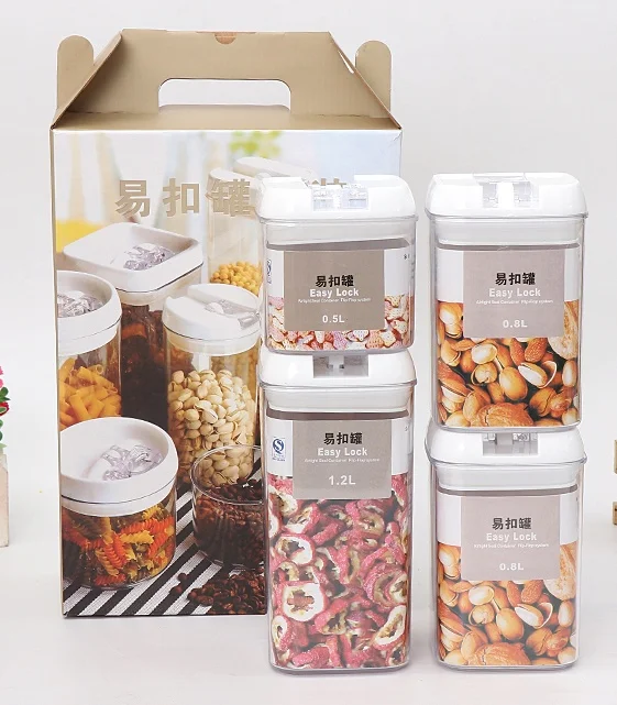 Amazon supplier kitchen plastic  airtight containers for food storage set wholesale Plastic Transparent Food Containers Boxes