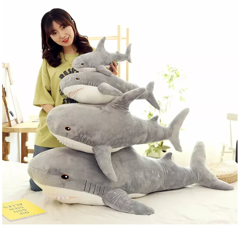 Hot sale personalized cute blue shark plush toy for children pillow shark plush stuffed toy