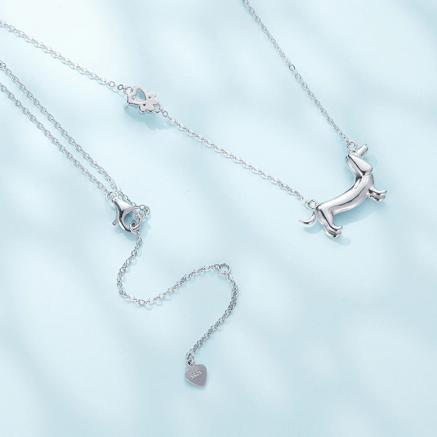 s925 Silver Dachshund Necklace Simple Design Animal Puppy Clavicle Chain Jewelry bracelet jewelry set