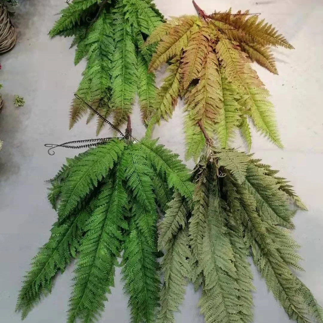 Quality shrubs plastic boston grass  artificial hanging fern bush for wall decoration