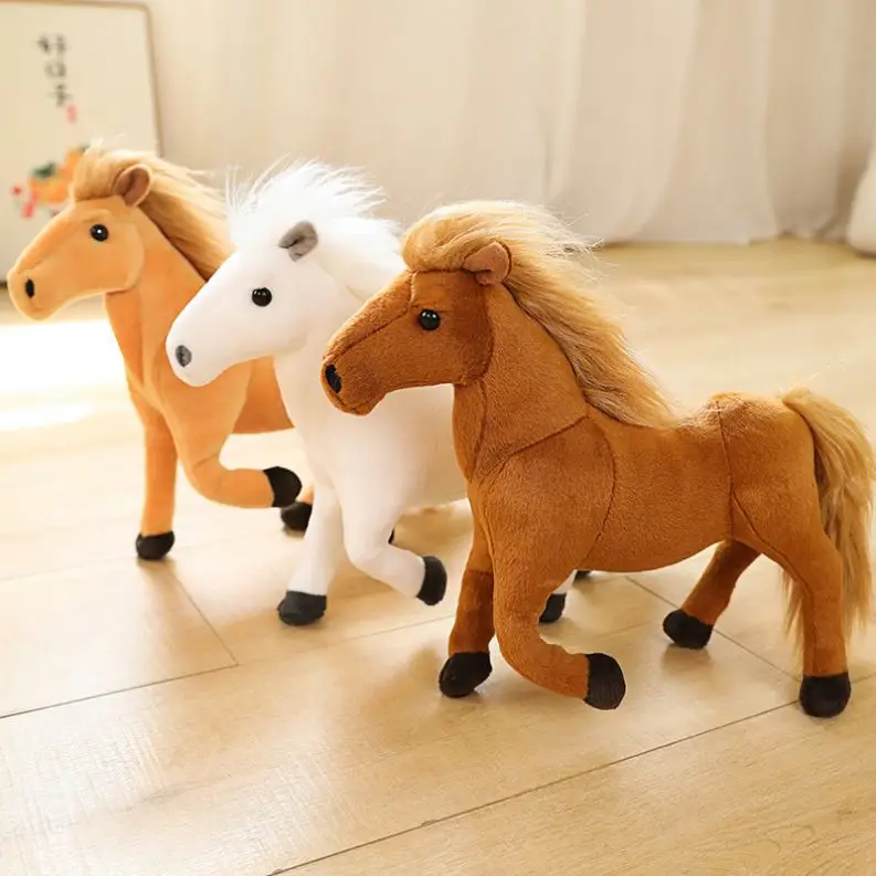 Lifelike Soft Farm Animal Stuffed Plush Horse Toys Home Decor
