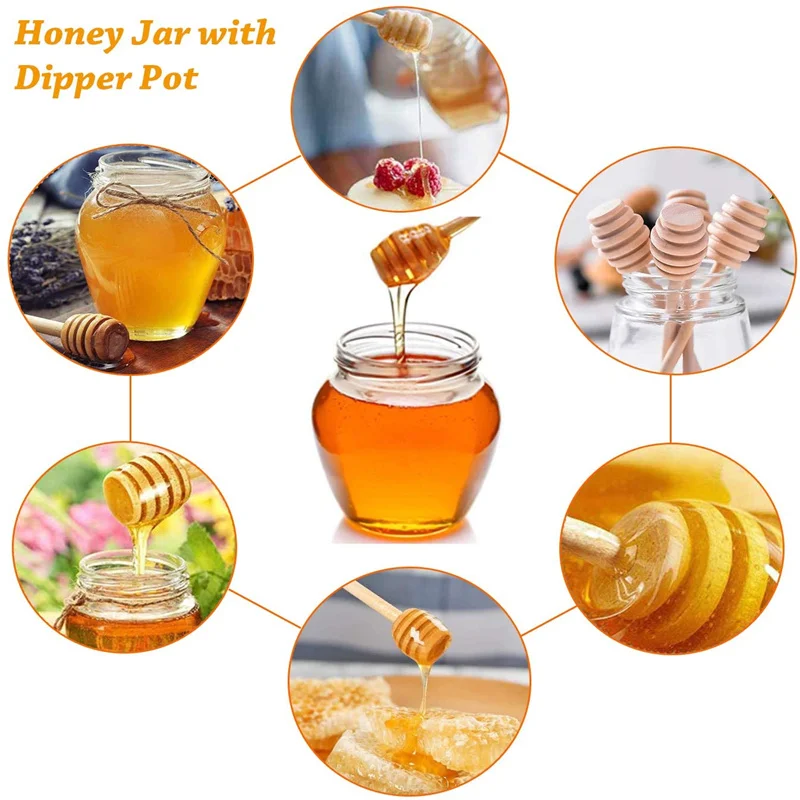 Wax Dabber Infuser Jar With Favour Bee Honey Dipper With Handle Bar