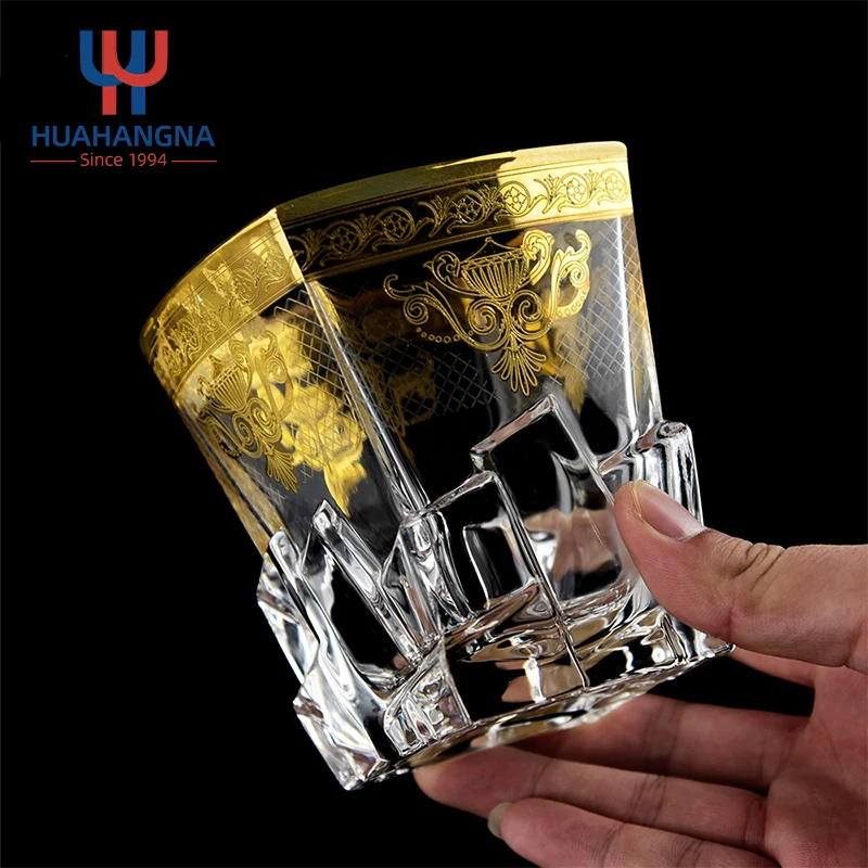 300ml Personalized Handmade Heavy Base Engraved Clear Whiskey Tumbler Glass for Gift