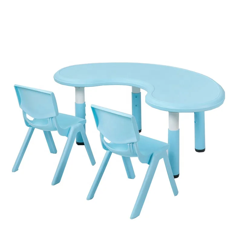 Half Round Moon Shape Children Plastic Table for Preschool Nursery School Kids Party Furniture