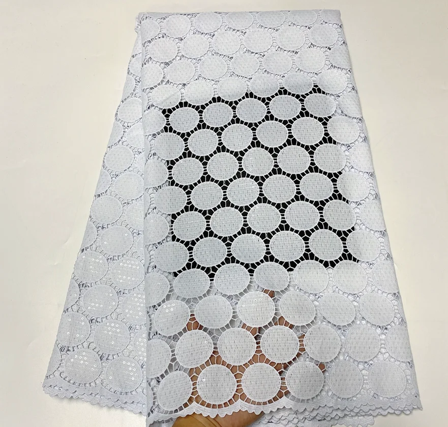 Beautifical White cord lace fabric wholesale guipure lace fabric cotton african guipure lace fabric ON SALE  OK4011
