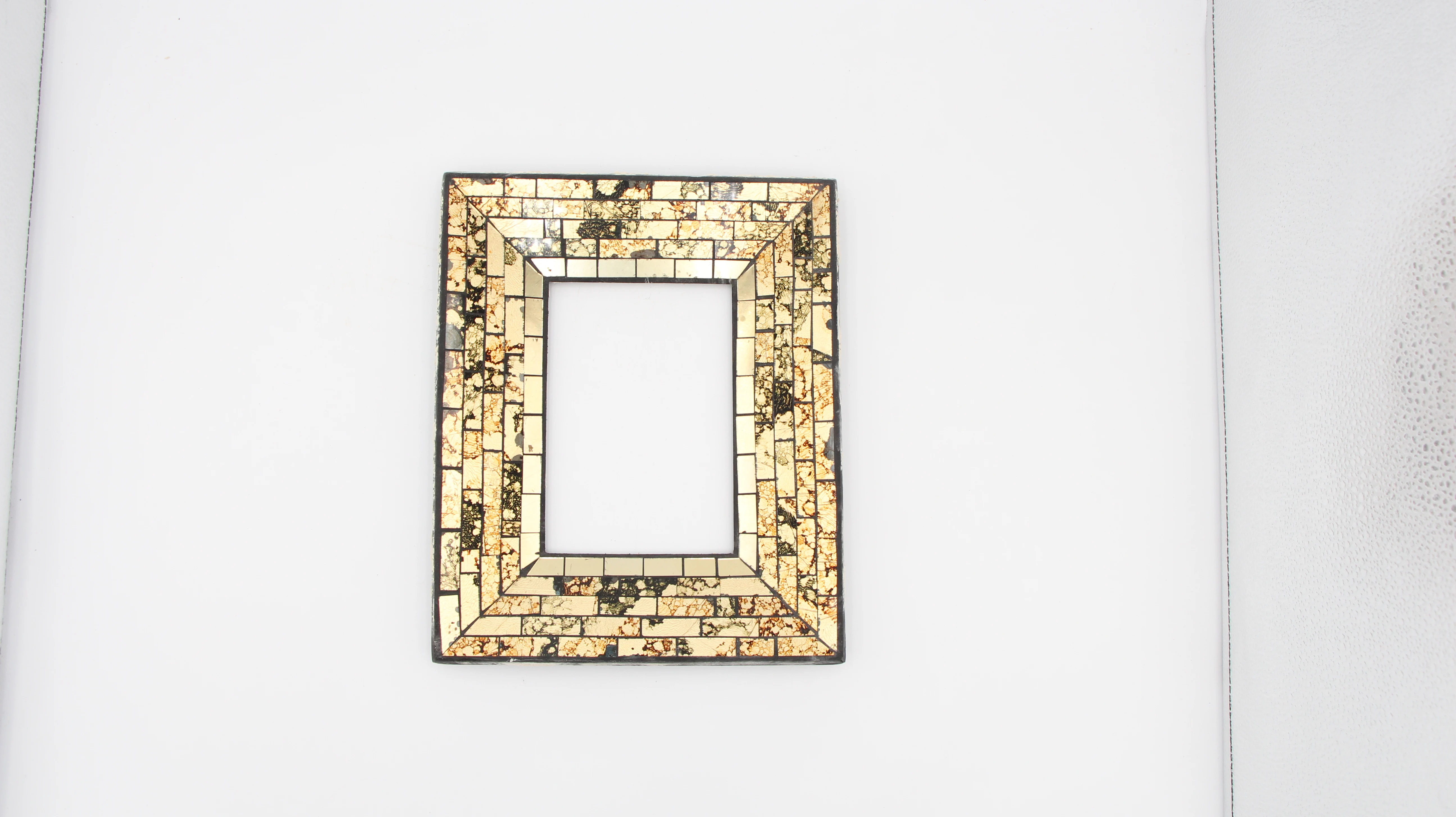 wall decor tempered mosaic amber glass tile frame mirror for wedding or dressing table