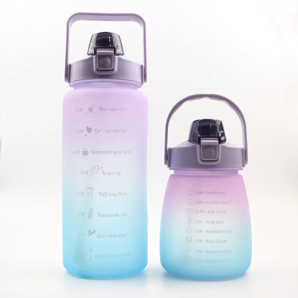 Large 64oz Motivational Half Gallon Sports Water Bottle with Time Marker to Drink with Straw BPA Free Flip Top Leakproof Lid