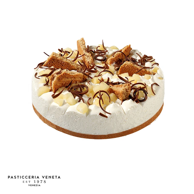 Pasticceria Veneta Frozen Baked Italian Dessert Ricotta Cheese And Pears Fragrant Almond Cookie A Cold Display Counter Cake