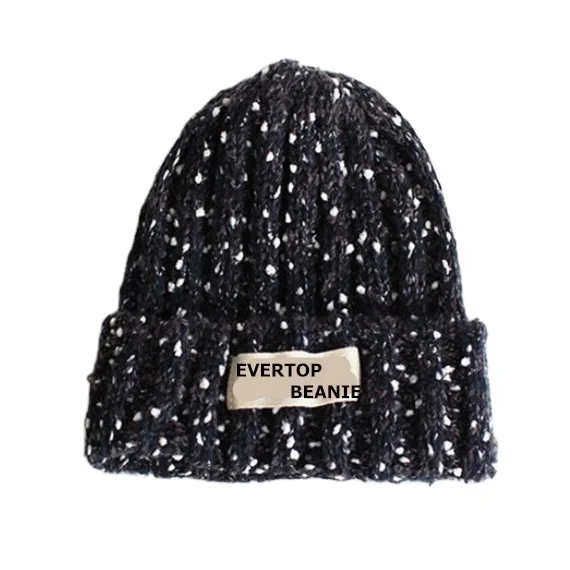 Funny dots cuff knitted beanie hat Fashion Korea style chunky knit warm winter hat
