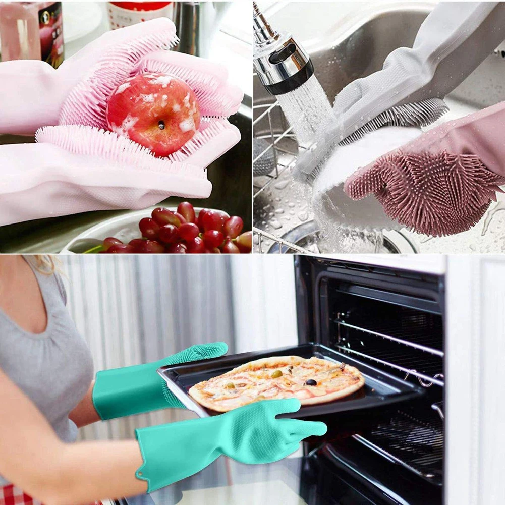 Ecofriendly Cleaning Gloves Silicone Dish Washing Gloves with Wash Scrubber Factory Price Magic Silicone Dishes Cleaning Gloves