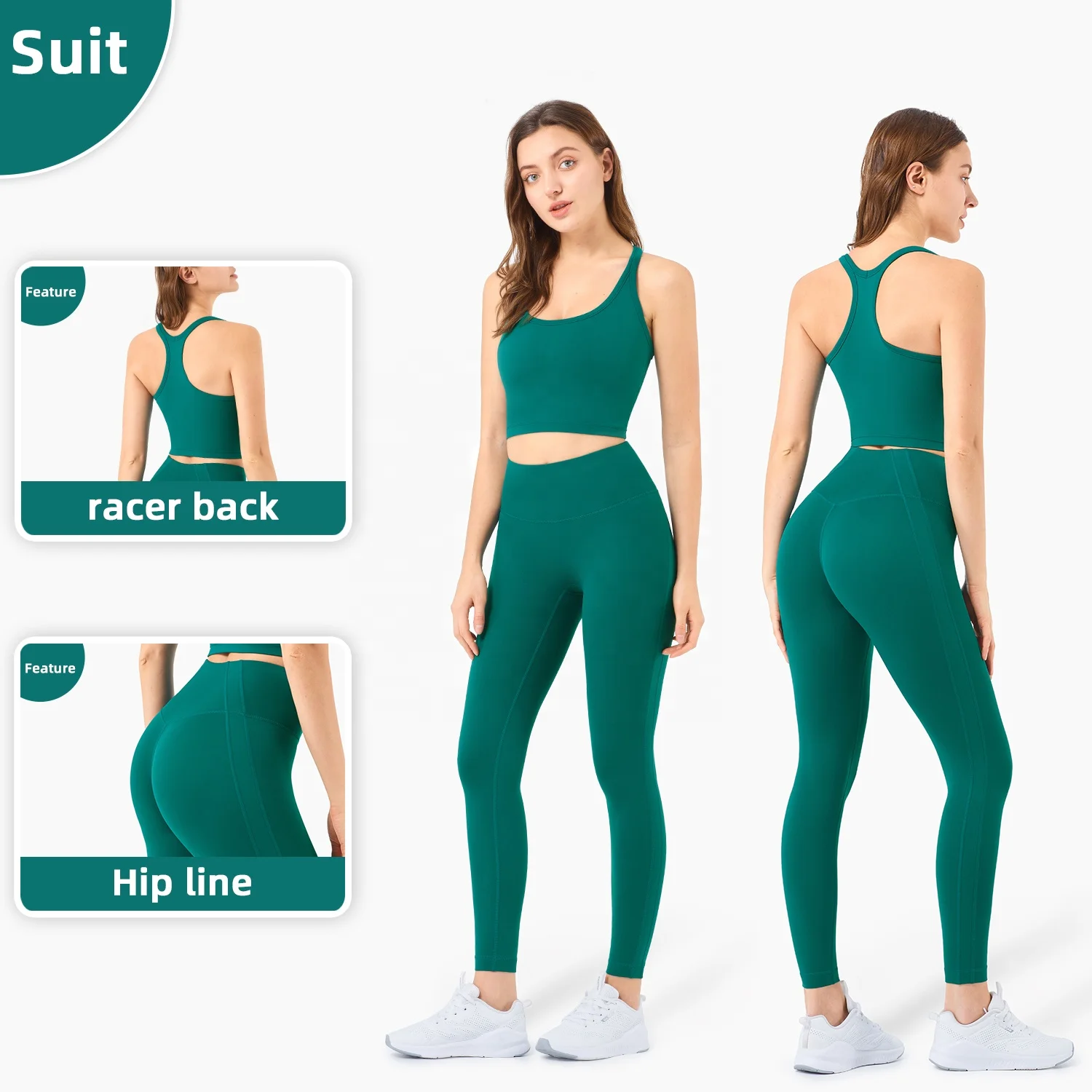 ECO Fabric Longline Racer Back Padded Sports Bra For Women Fitness Workout Toga Crop Tops