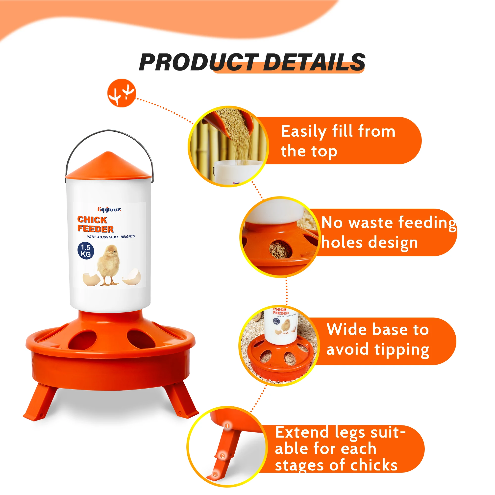 New design Plastic Automatic Poultry Drinker and  Chicken feeder with legs
