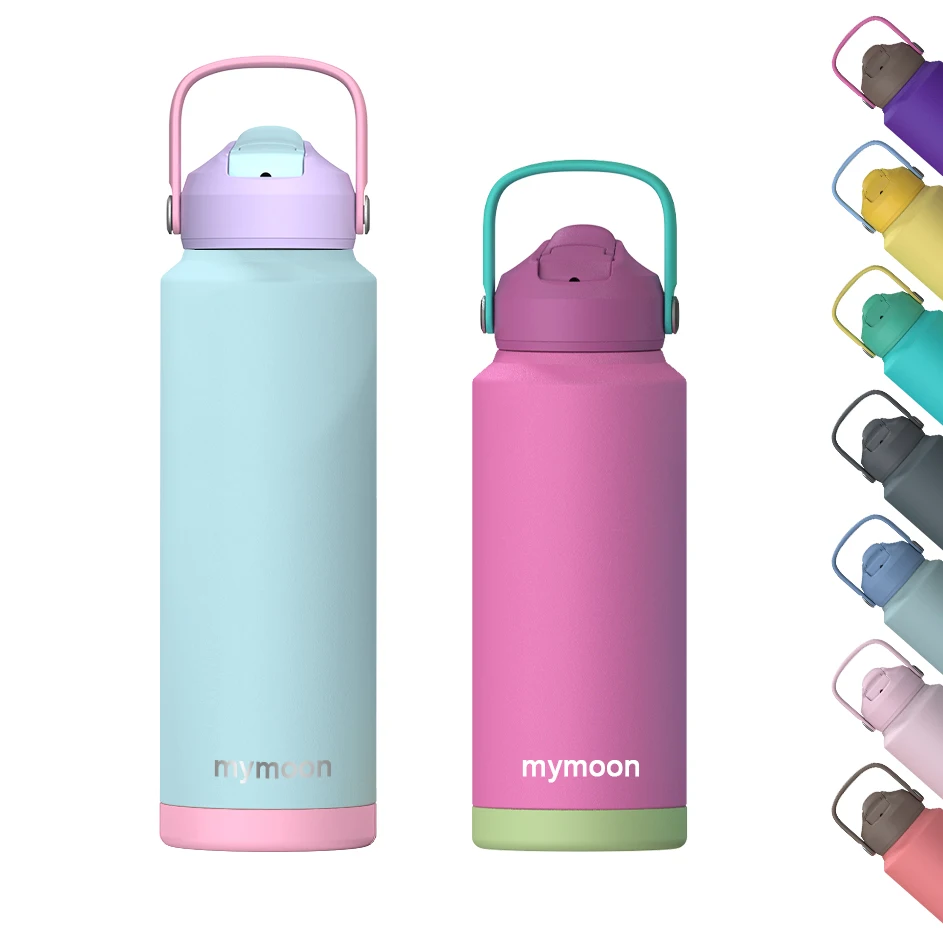 High Quality Double Wall Thermal Water Bottle Gym Vacuum Insulated Stainless Steel Water Bottle with Straw
